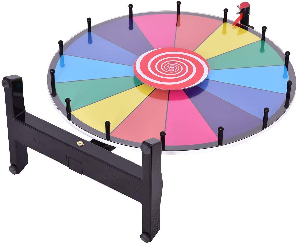 Costway Roue De La Fortune 18 Pouces Avec Trépied 14 Slot Roue De Loterie Avec Stylo Effaçable