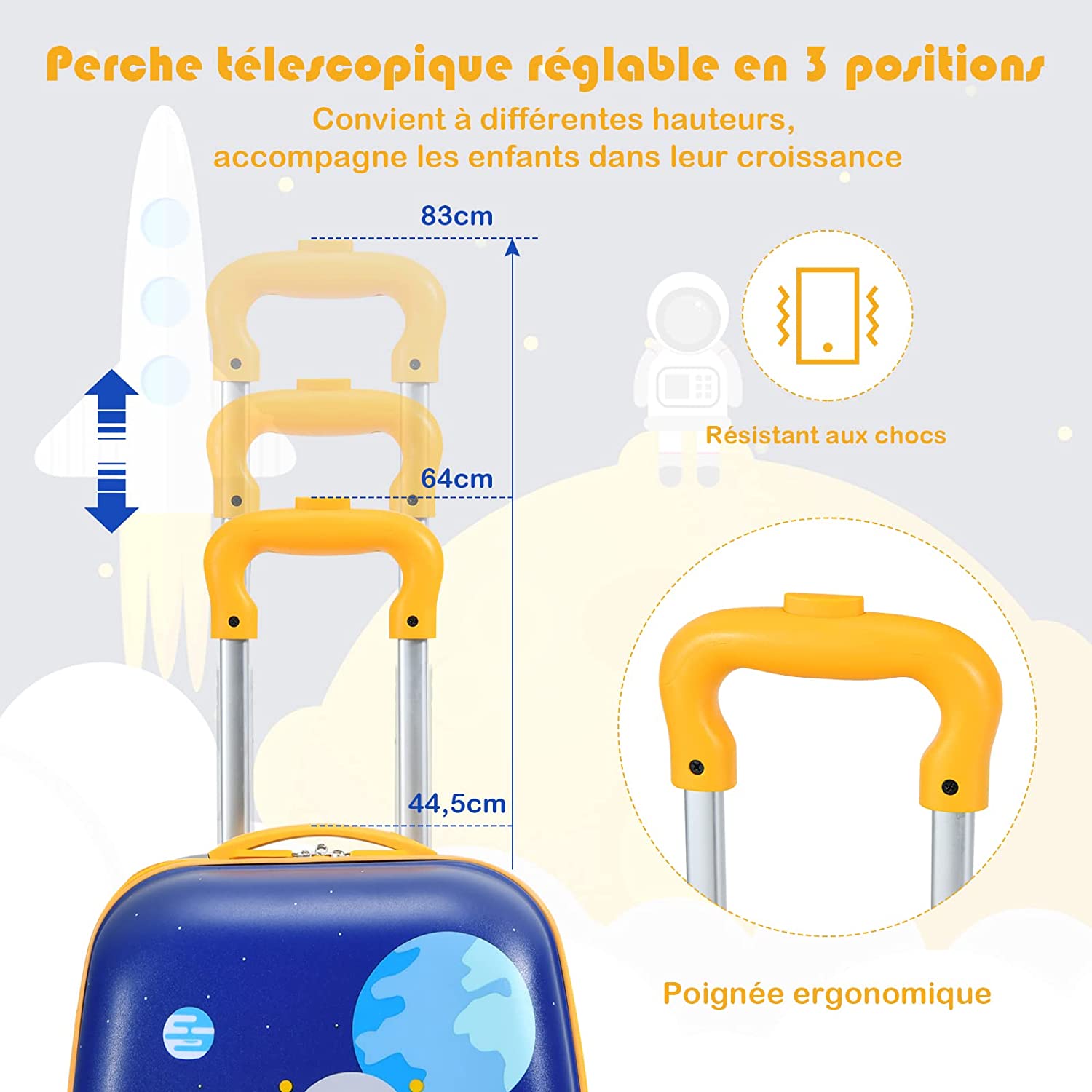 Lot De 2 Bagages Enfants Avec Valise À Coque Rigide Enfant À Roulette 40,6 Cm + Sac À Dos 30,5 Cm