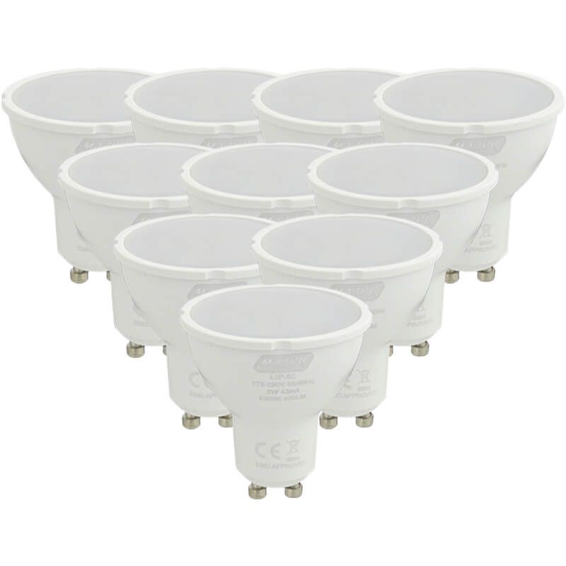 5W LED GU10 Pack of 10 Cool White Lamps (L2P-5C) - Major Tech