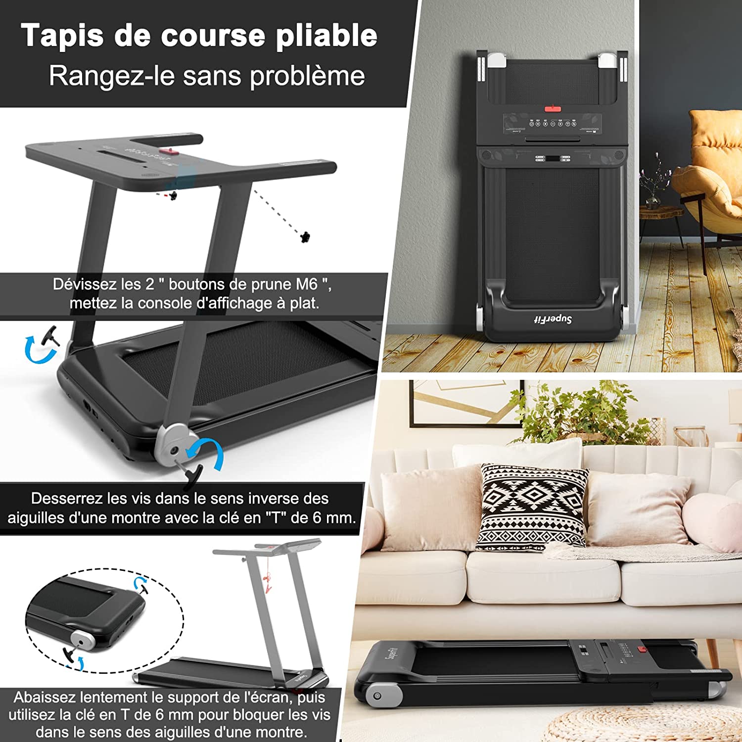 Tapis De Course Pliable Avec 12 Programmes, 12 Km/h, Tapis De Marche Électrique Avec Affichage Led Argenté