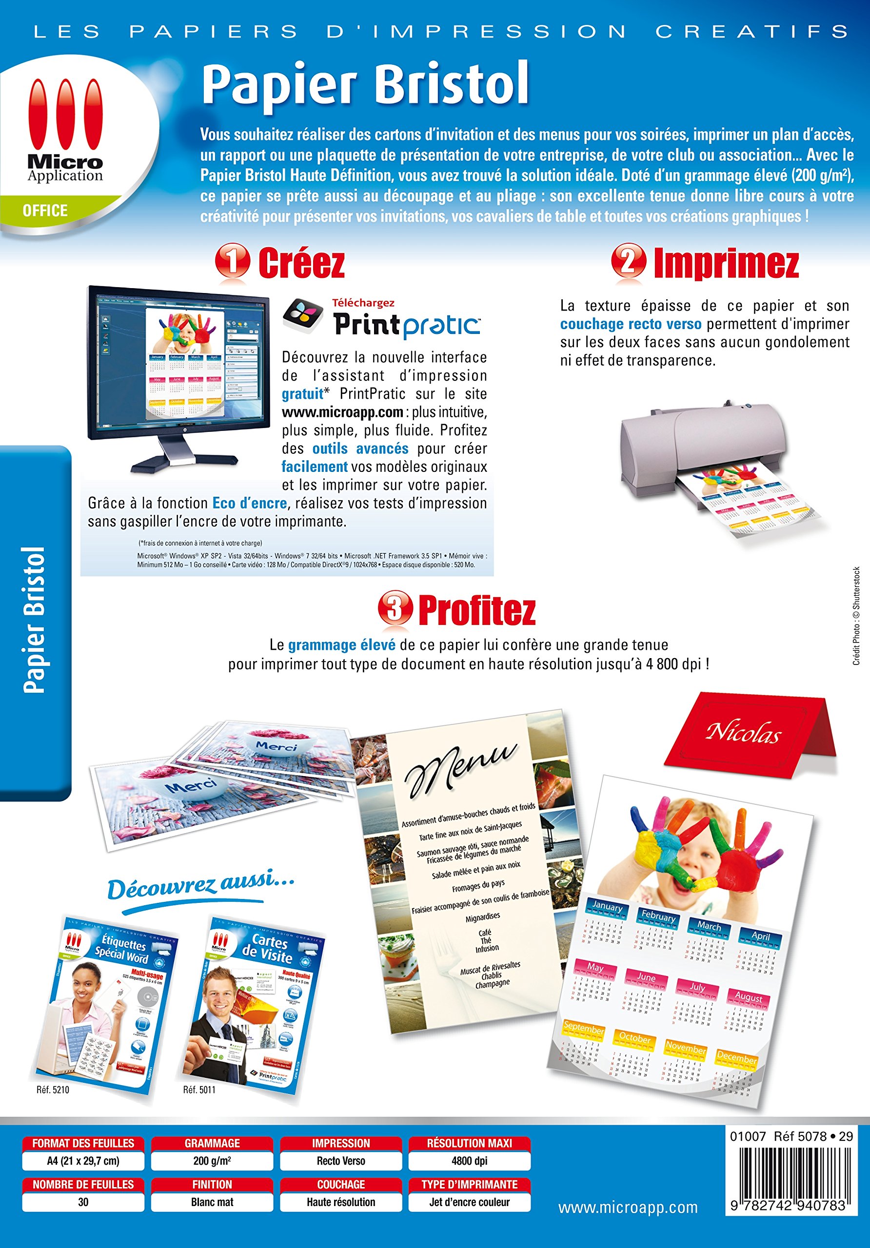 Pack Papier Bristol Micro Application A4