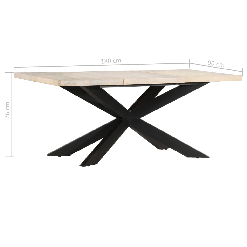 Table À Dîner 180x90x76 Cm Bois De Manguier Massif Blanchi