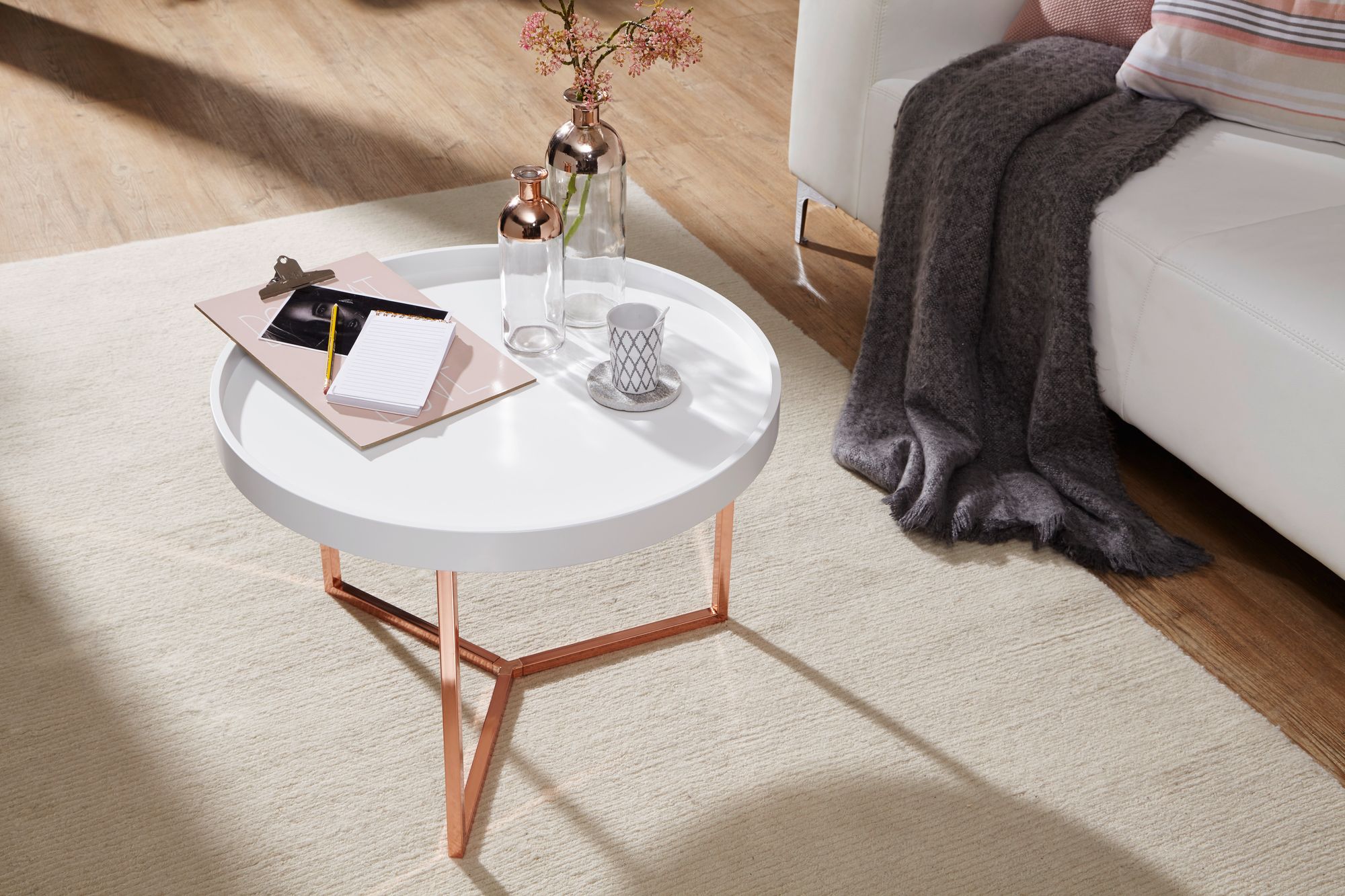 Wohnling Table Basse Table Eva Table Basse Cuivre Wohnling Rond Table Table D'appoint Rétro