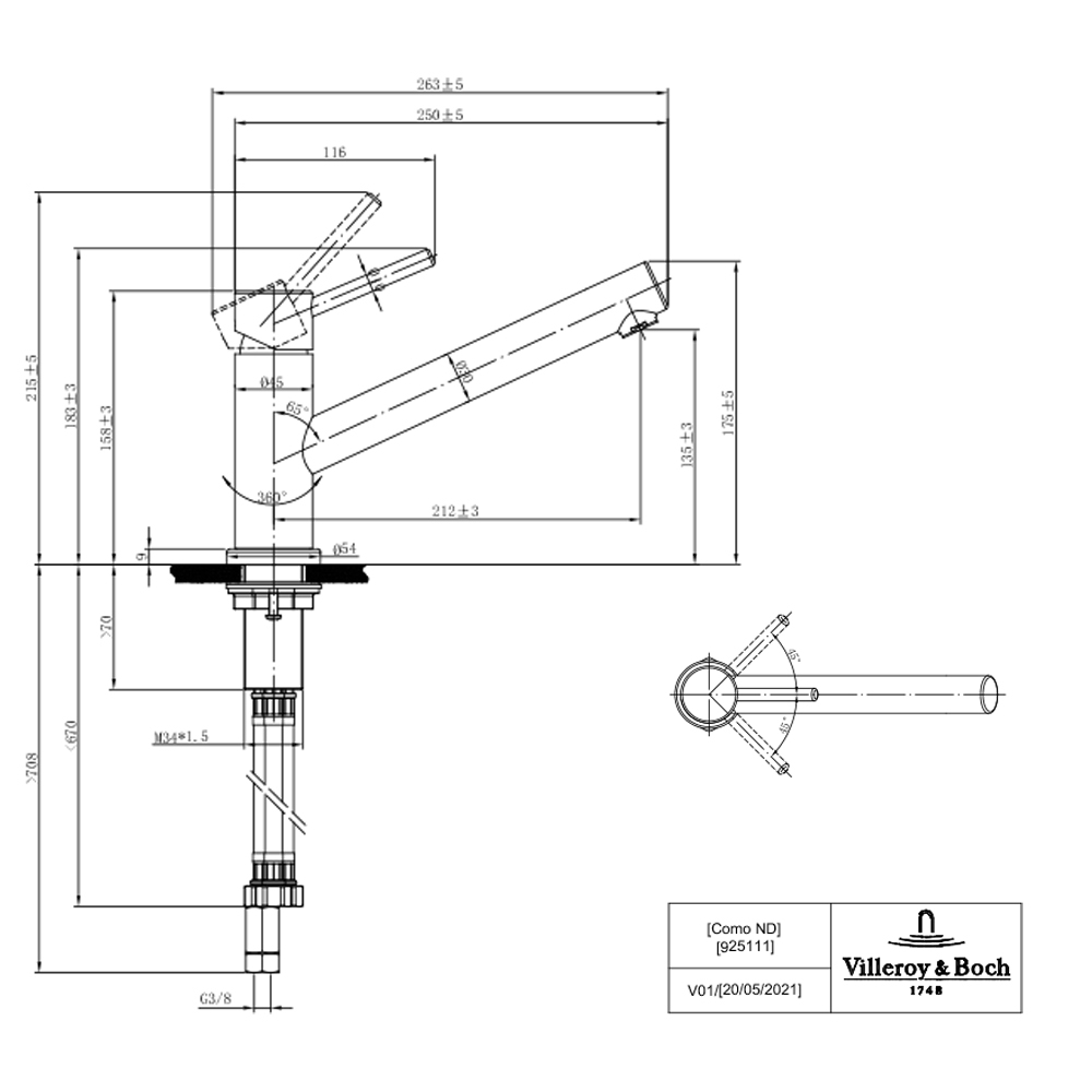 Robinet Cuisine Como Basse Pression, Acier Massif