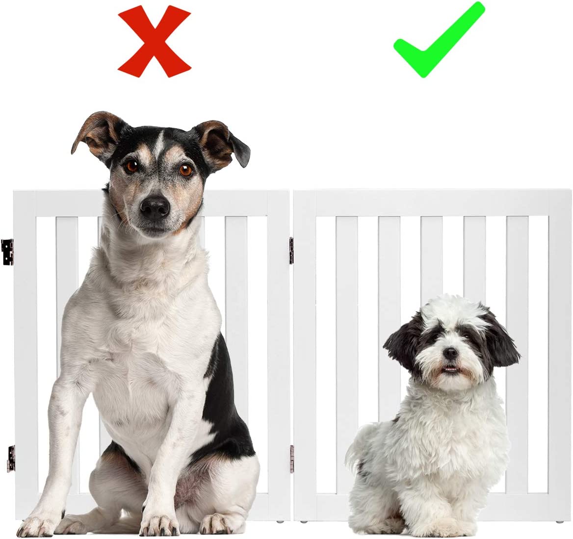Costway Barrière Pour Chien En Bois 2 Panneaux Autoportante Charnières Métalliques À 360° Antidérapants 60cm