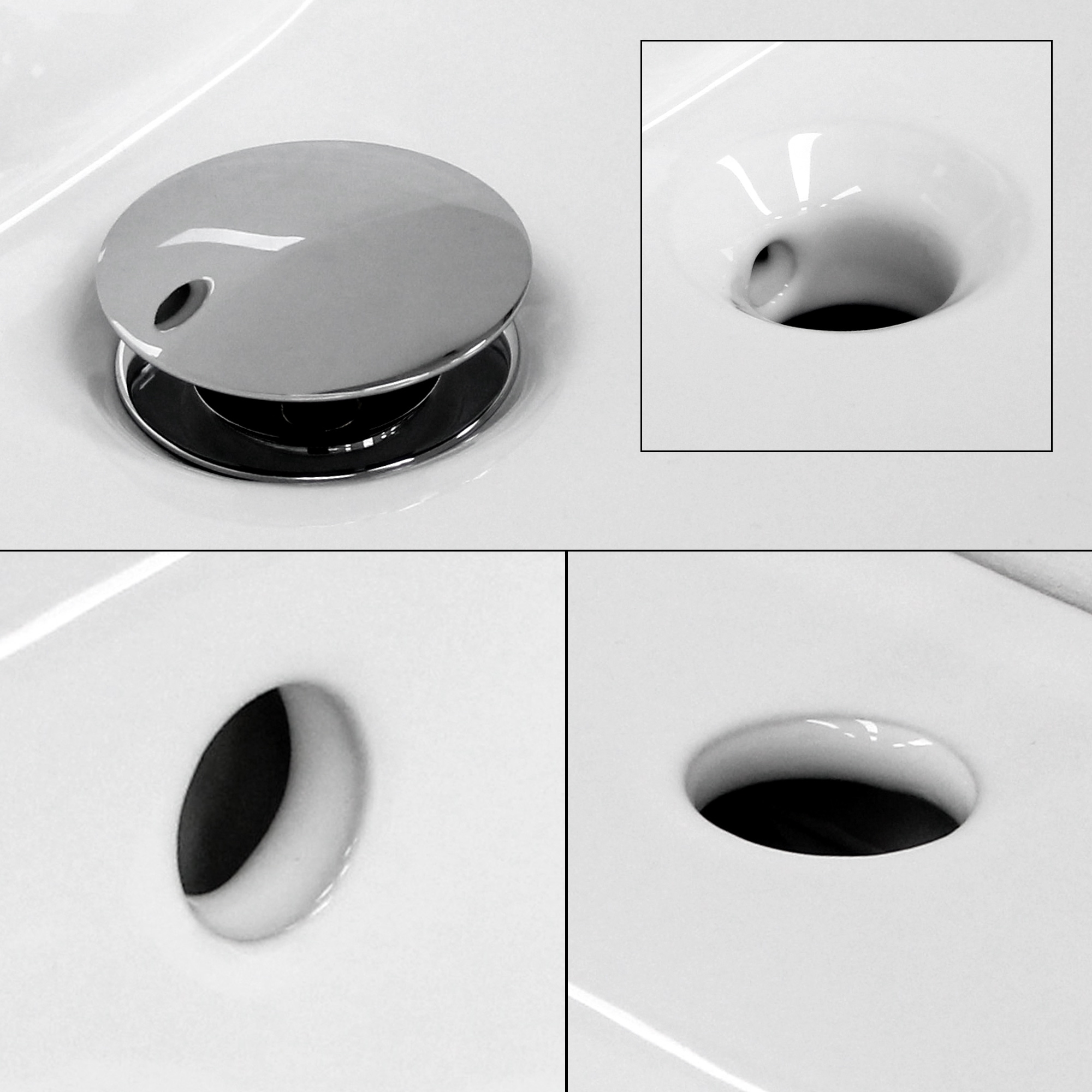 Lavabo Encastré En Céramique Blanc Avec Garniture De Vidage Chrome 525x450x210mm