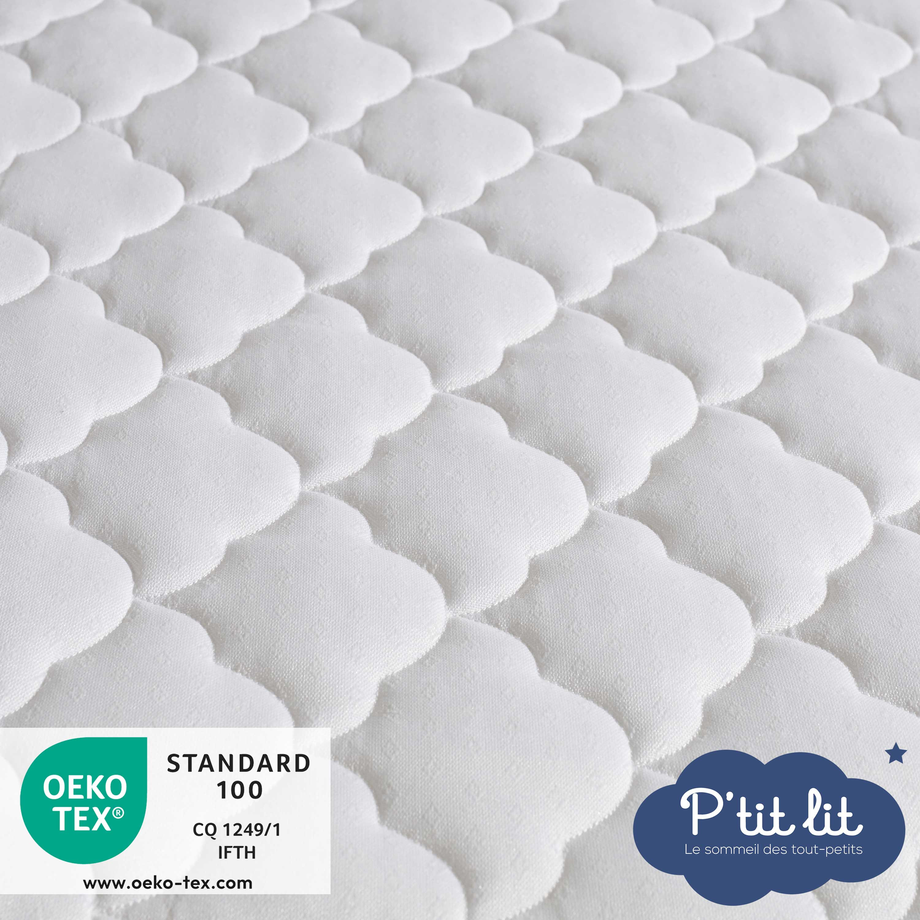 P'tit Lit - Matelas Bébé Climatisé | 60x120 Cm | 1 Face Été  - 1 Face Hiver Ouatinée