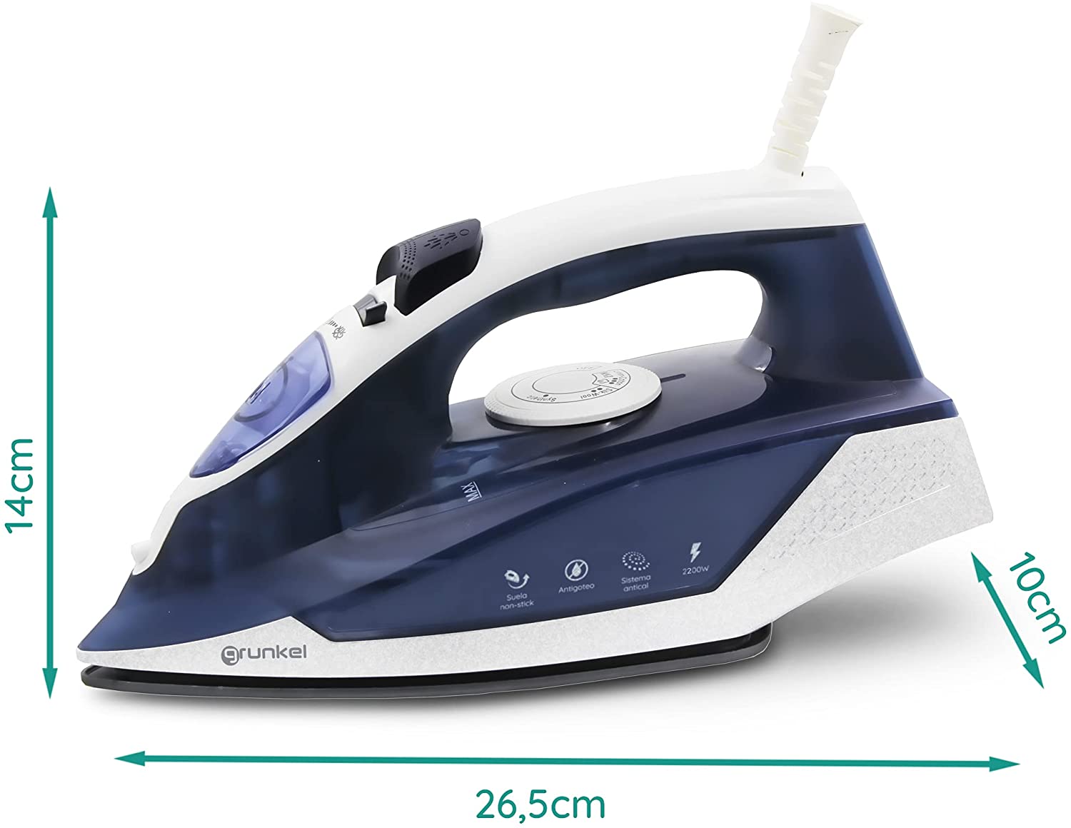 Grunkel Pl-22ns Fer 2000w Semelle Antiadhésive