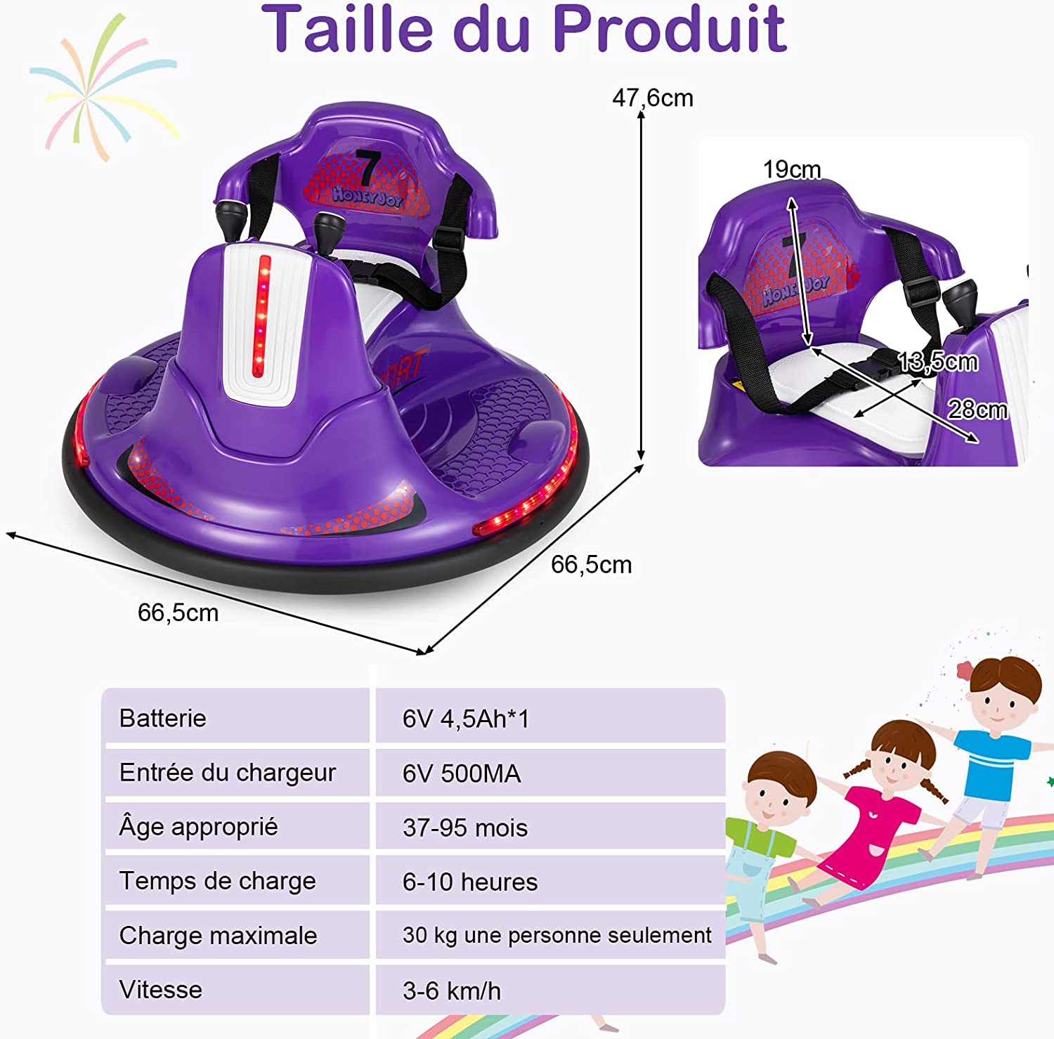 Auto-tamponneuse Electrique Enfants Avec Télécommande 2.4g ,voiture Tournante Bébé 360°avec