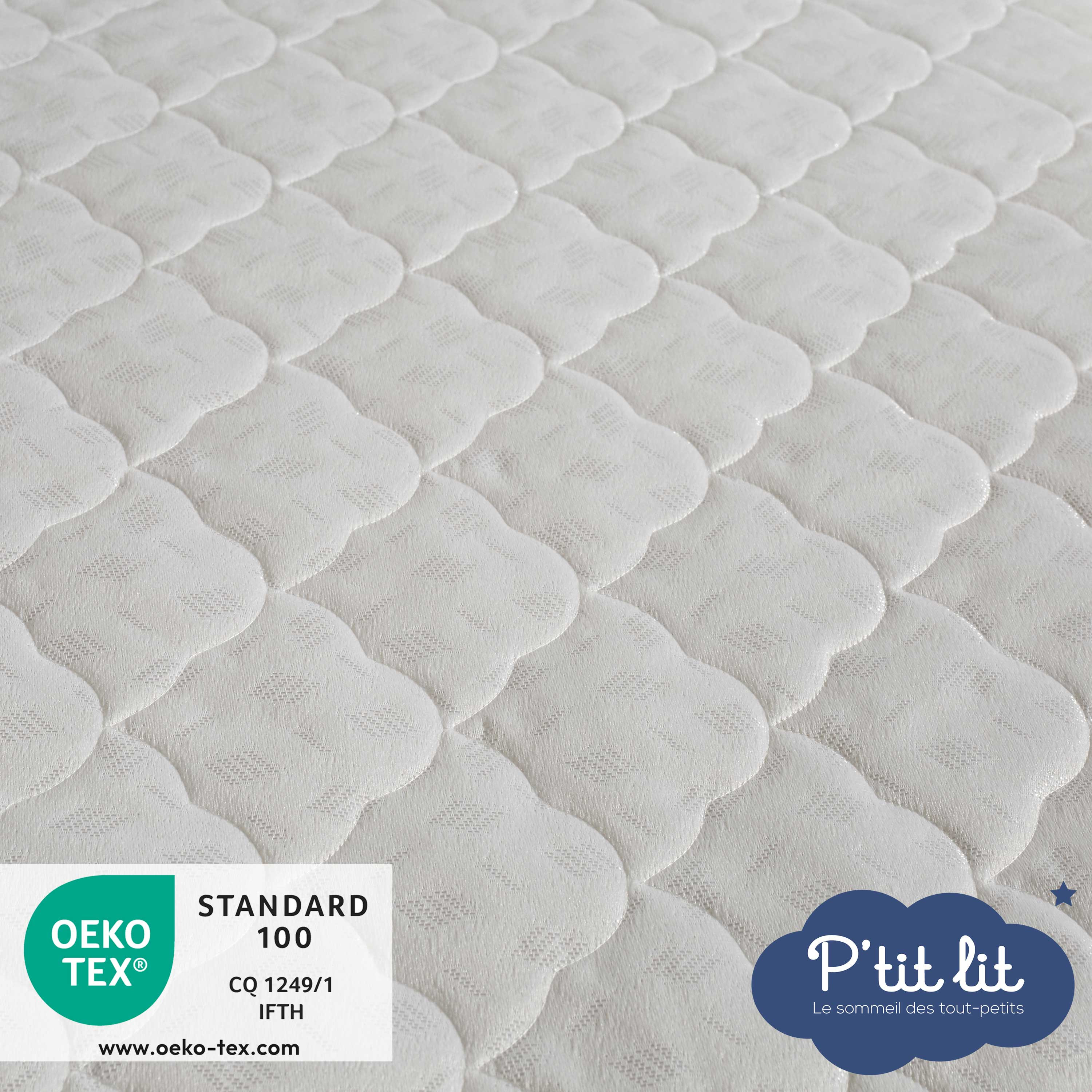 P'tit Lit - Matelas Bébé Indispensable | 60x120 Cm | Climatisé : 1 Face Été / 1 Face
