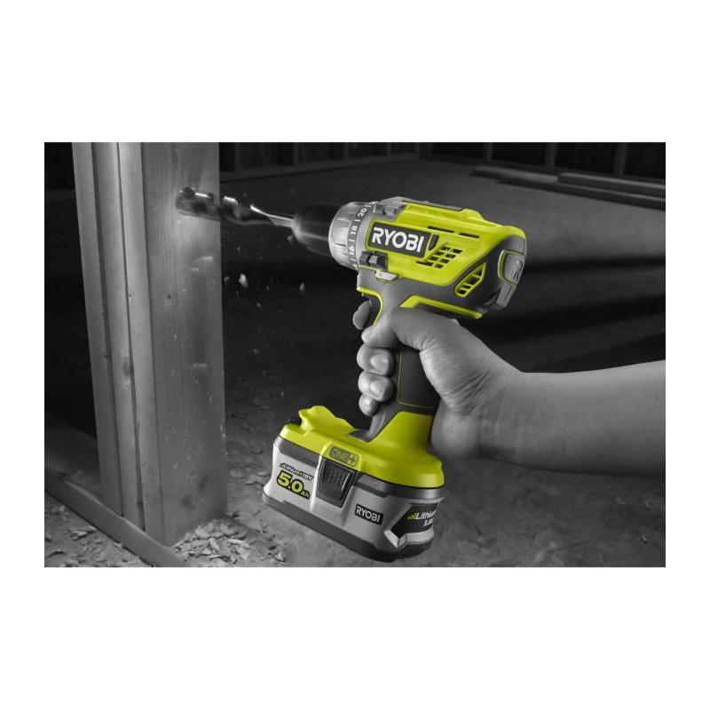 Ryobi Perceuse-visseuse 18v - 2 Vitesses - Livrée Avec 1 Batterie 1,5 Ah, 1 Chargeur 1,5a Et 17 Accessoires De Vissage