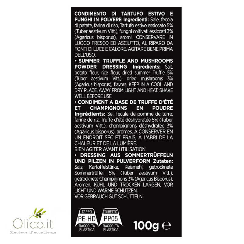 Condiment A Base De Truffes Et Champignon En Poudre 100 Gr GIULIANO TARTUFI