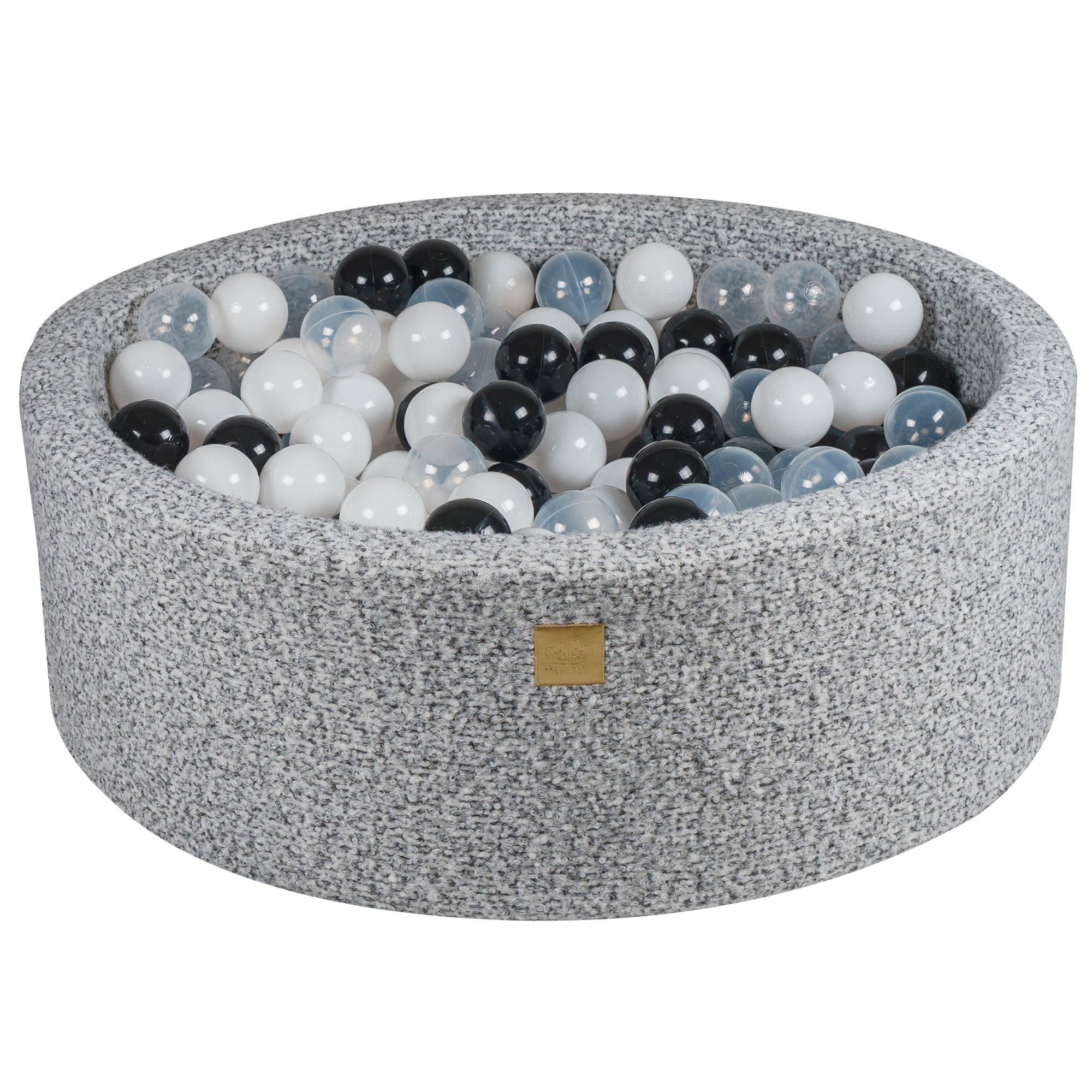 Piscine Sèche Ronde Boucle, Gris Chiné Balles: Noir/blanc/transparent