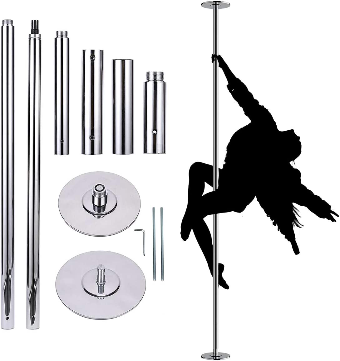 Barre Pôle De Danse 45 Mm Hauteur Réglable 223~282cm Statique Et Rotative Sans Percage Avec Base