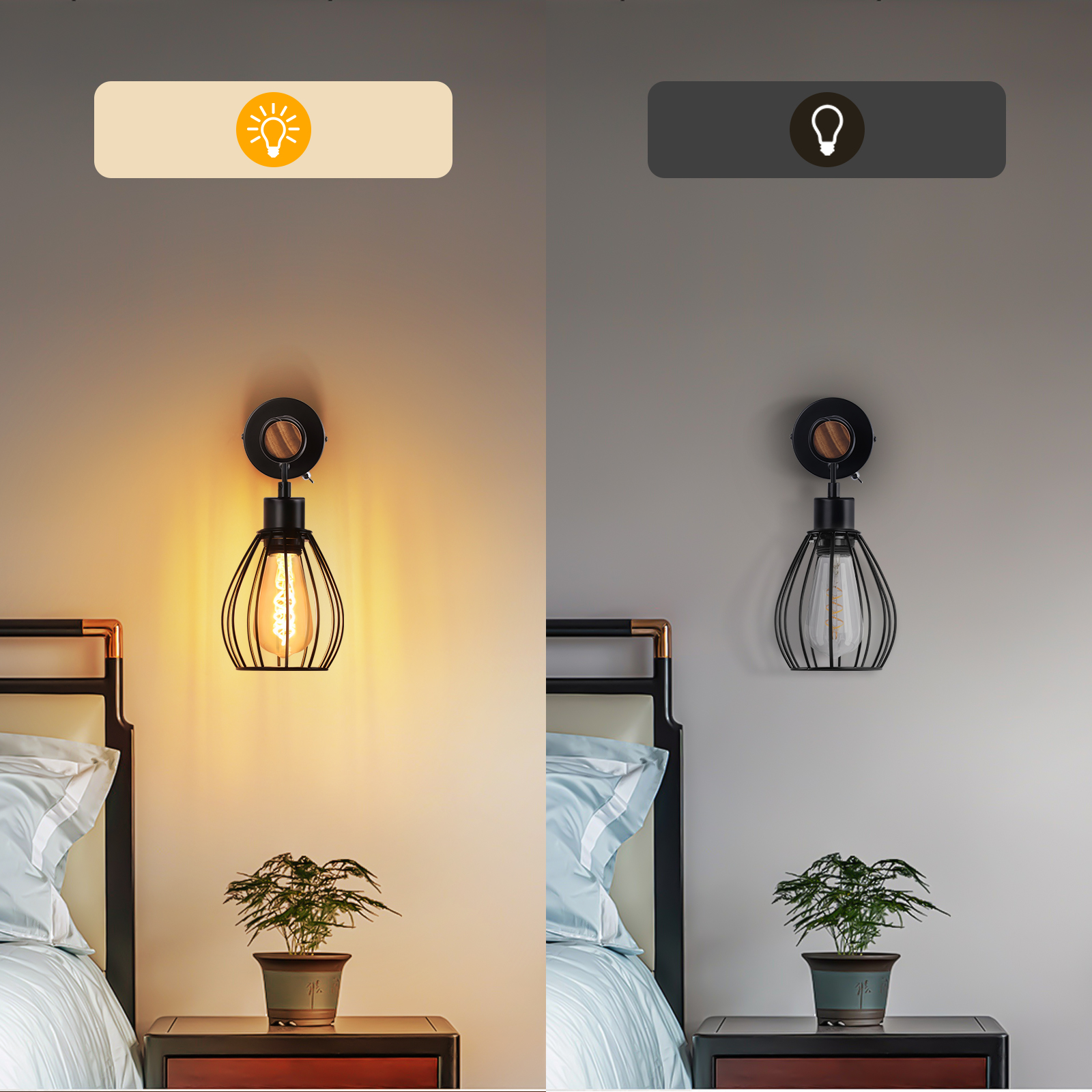 Zmh Applique Industriale Nera E27 15Cm Senza Lampadina