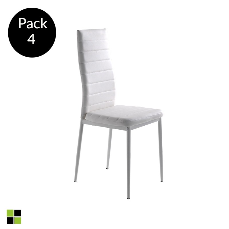Momma Home - 4 X Chaise Clara En Simili-cuir Blanc