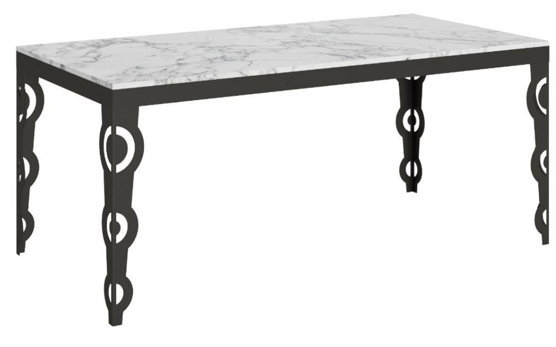 Table Rectangulaire Extensible Orientale 6 À 20 Personnes L 180 À 440 Cm Blanc Eff...