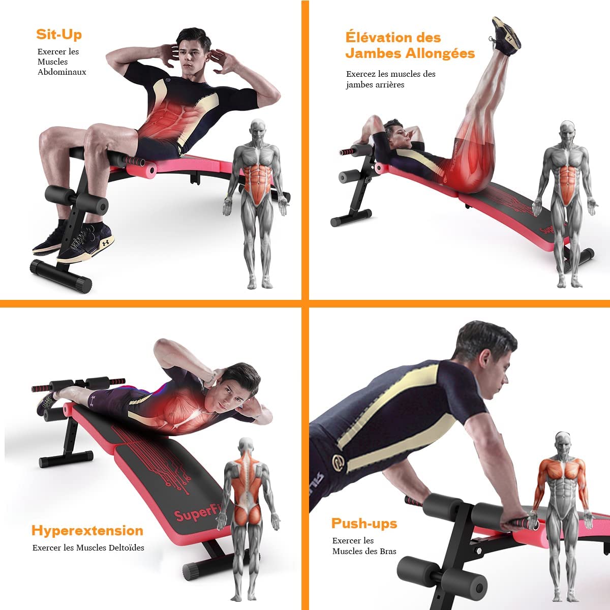 Banc Abdos Réglable 7 Positions Banc De Musculation Pliable Inclinable - 7 Positions, Charge Max 150 Kg, Roulettes, Pour Abdos Et Fitness Banc Entraînement Fessiers Jambes Dos