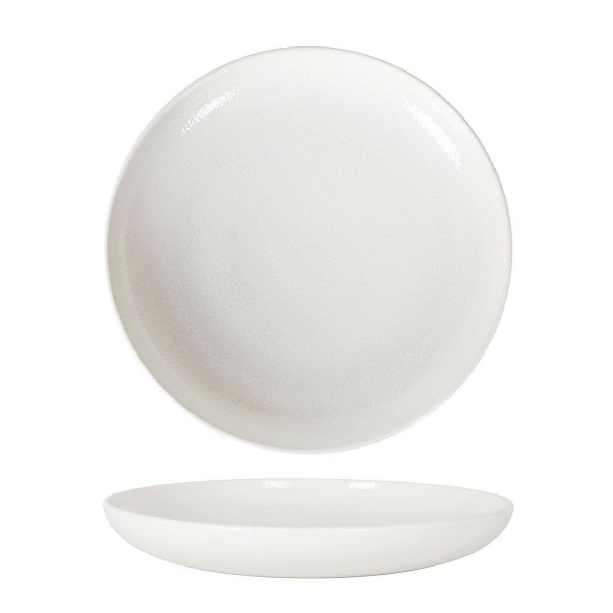 Service D'assiettes Rondes De 12 Pièces Creuses Et Empilables Emily, Plat En Porcelaine Blanche