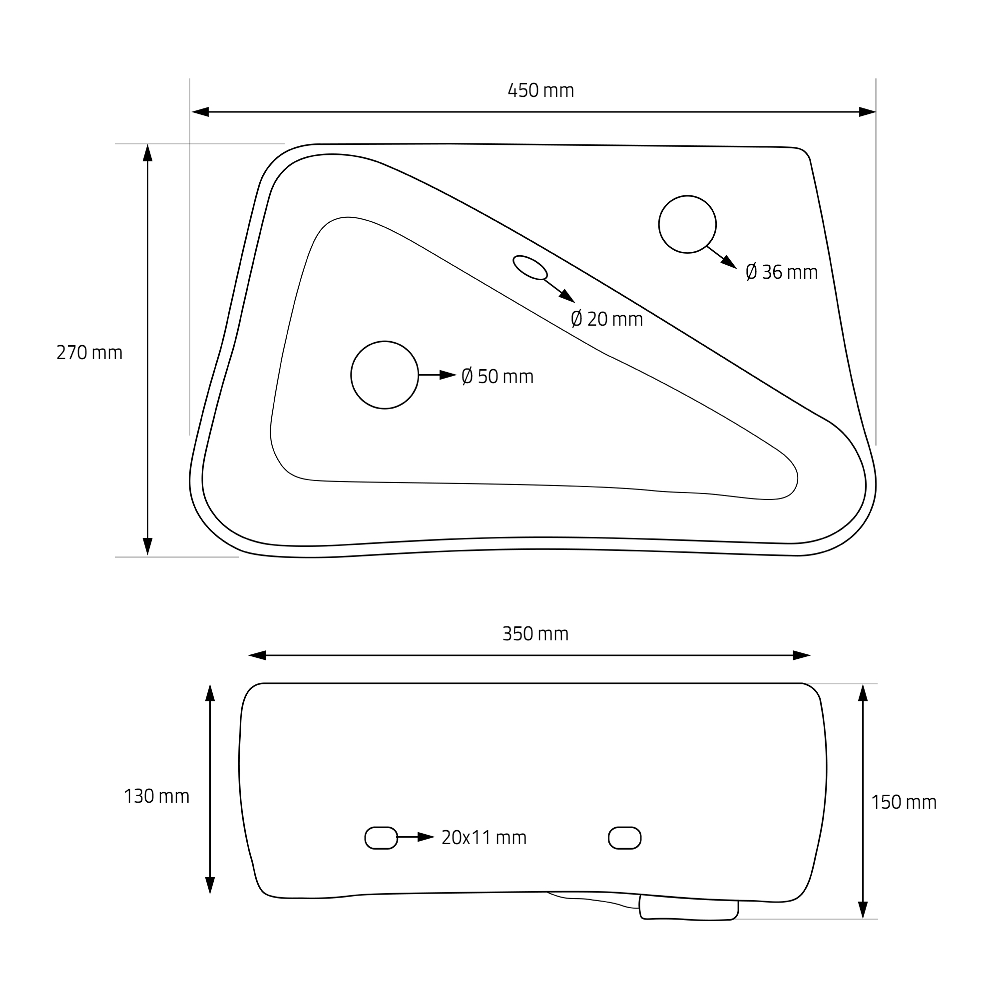 Vasque À Poser Noir Céramique Lave-main Évier Pour Salle De Bain 450x270x130 Mm