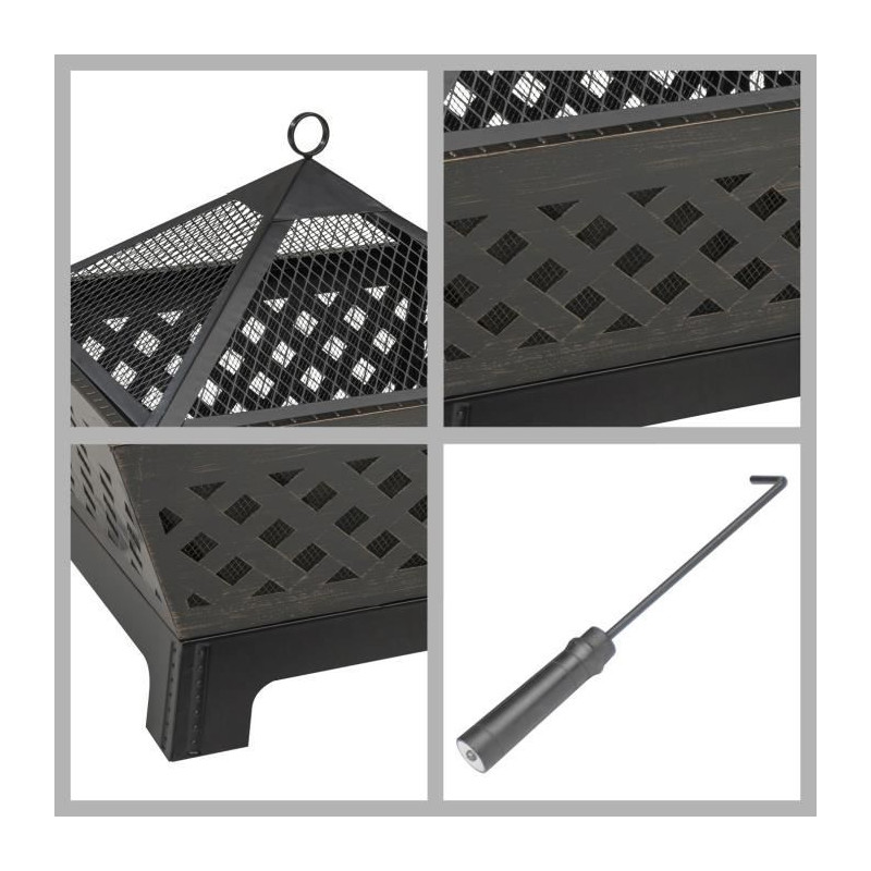 Braséro LANDMANN 03313 Avec Couvercle – 60,5 Cm, Pare-étincelles – Acier Peint, Stable – Pour Jardin