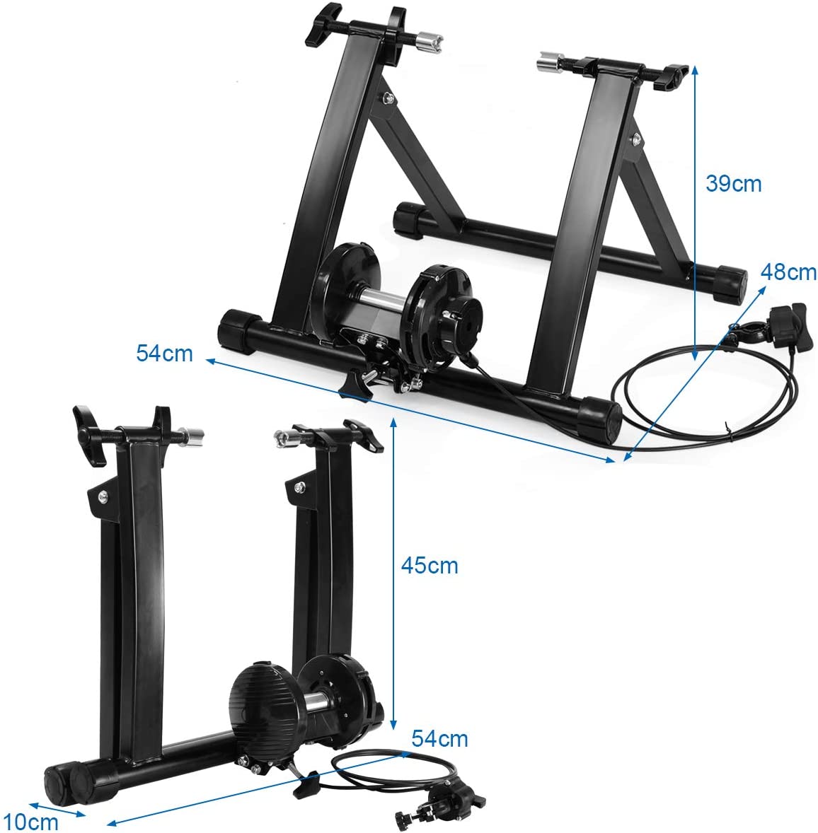 Costway Home Trainer Magnétique Pliable Avec 8 Niveaux De Résistance Pour Roue 26-28’’ En Acier Charger Max 150kg Noir