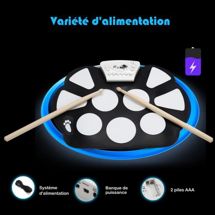 Costway Batterie Electronique Portable,roll Up Tambour Pliable Avec 10 Pads