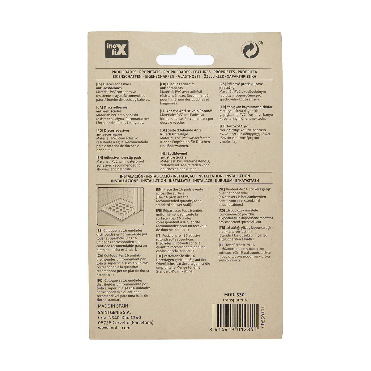 Adhésifs Inofix Disco Anti-dérapant Ø 38 Mm Transparent