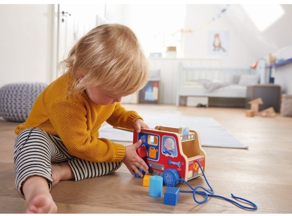 Haba Figurine À Tirer Camion De Pompiers