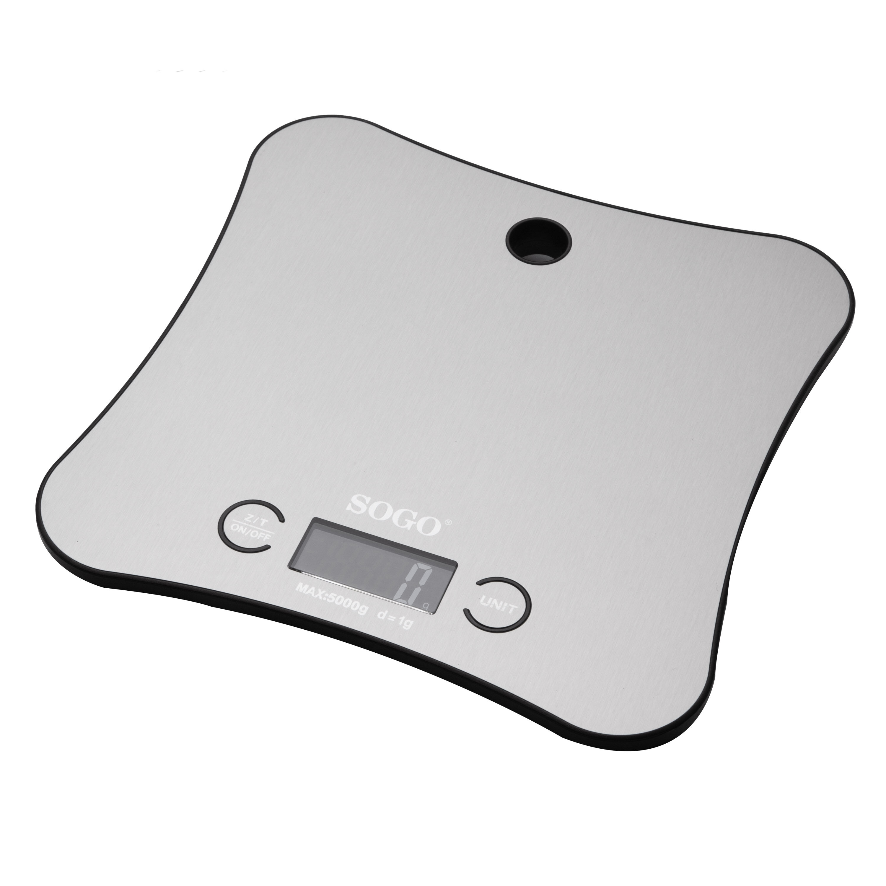 SOGO Bilancia da Cucina Digitale – Bluetooth, Acciaio Inox, Display LCD, Compatibile con App Nutrizionale, 5Kg