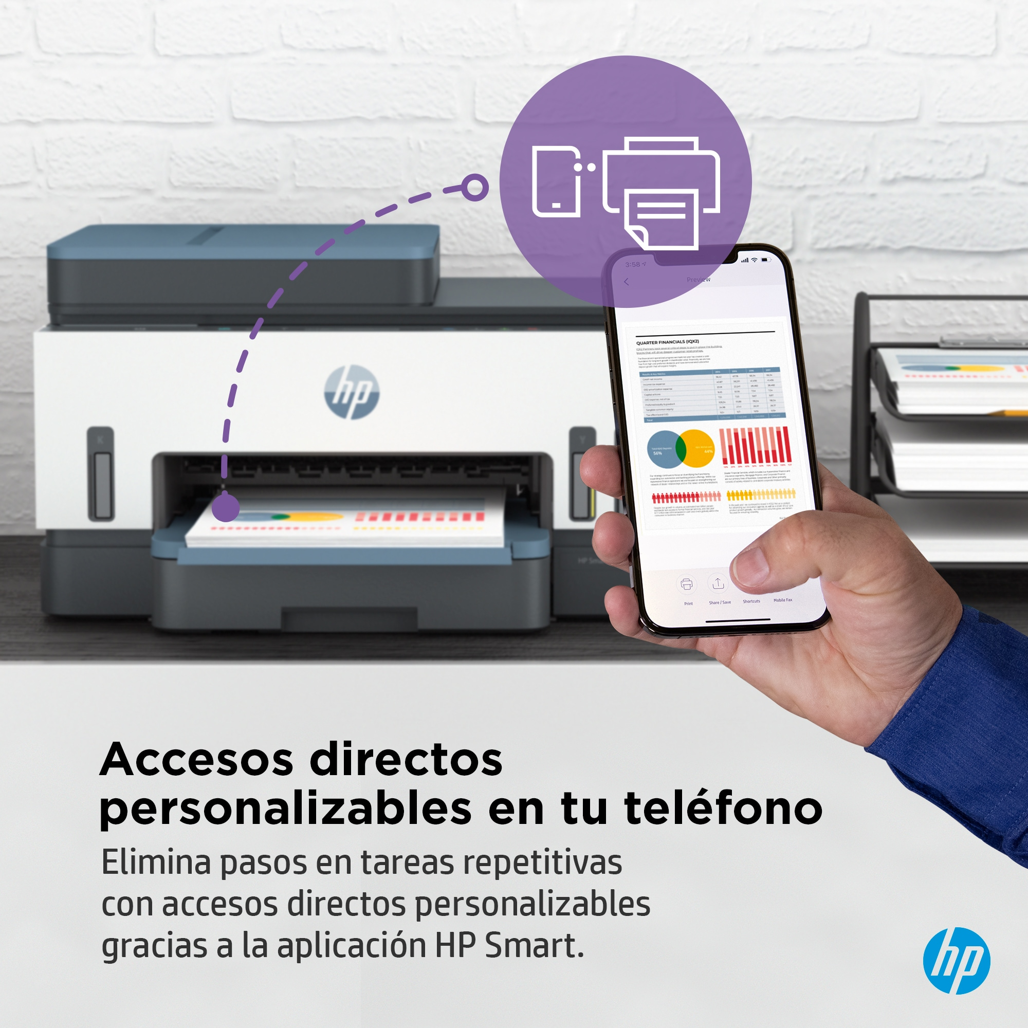 HP Smart Tank Imprimante Tout-en-un 7306, Impression, numérisation, copie, chargeur automatique de documents, sans fil, Chargeur automatique de documents de 35 pages, Numérisation vers PDF, Impression recto-verso