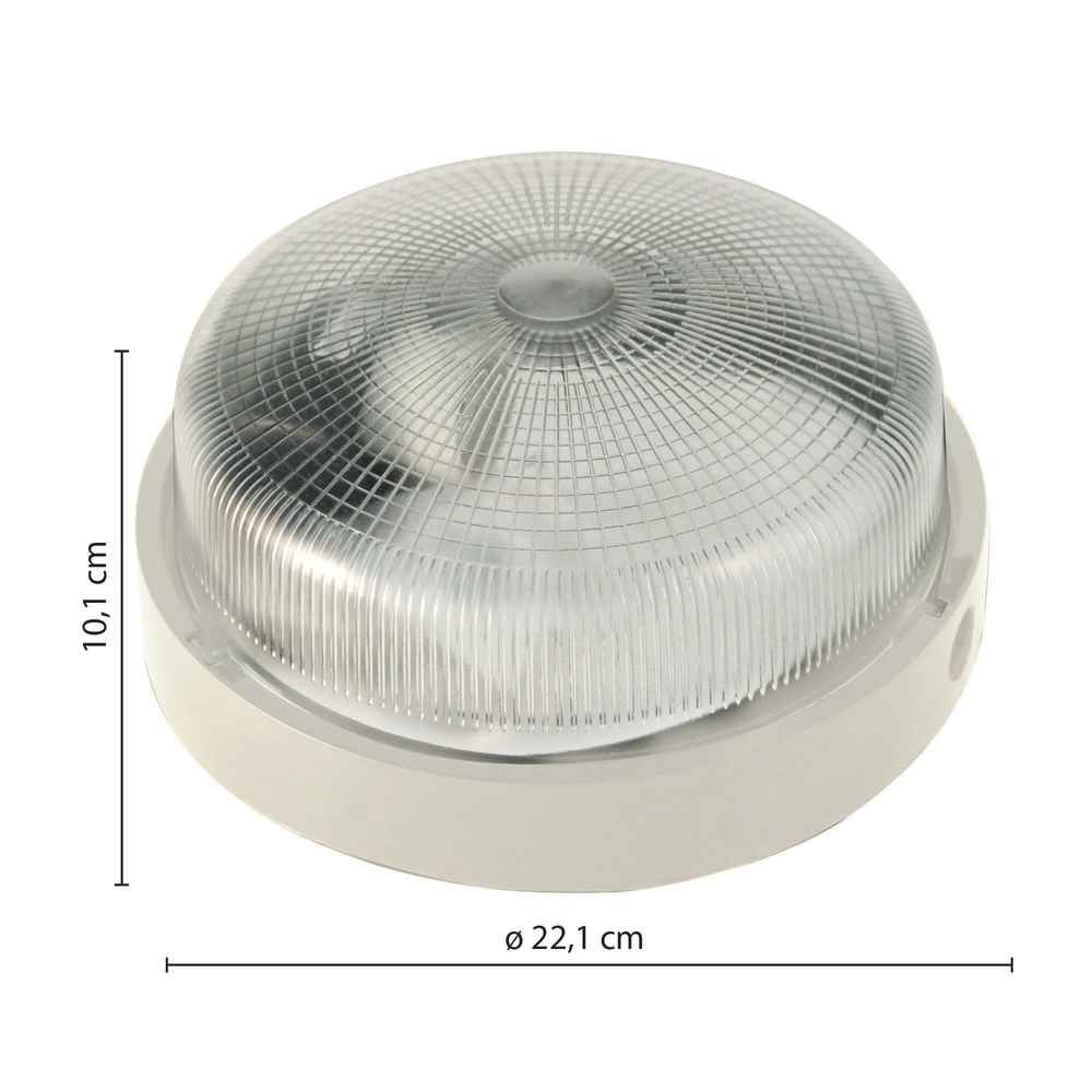Bigbob: Hublot Rond 22cm En Plastique + Verre E27 Max 60w - Blanc