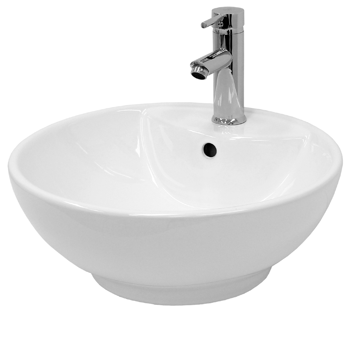 Lavabo Salle De Bain Céramique Blanc Avec Garniture De Vidange Ø 455x455x185 Mm