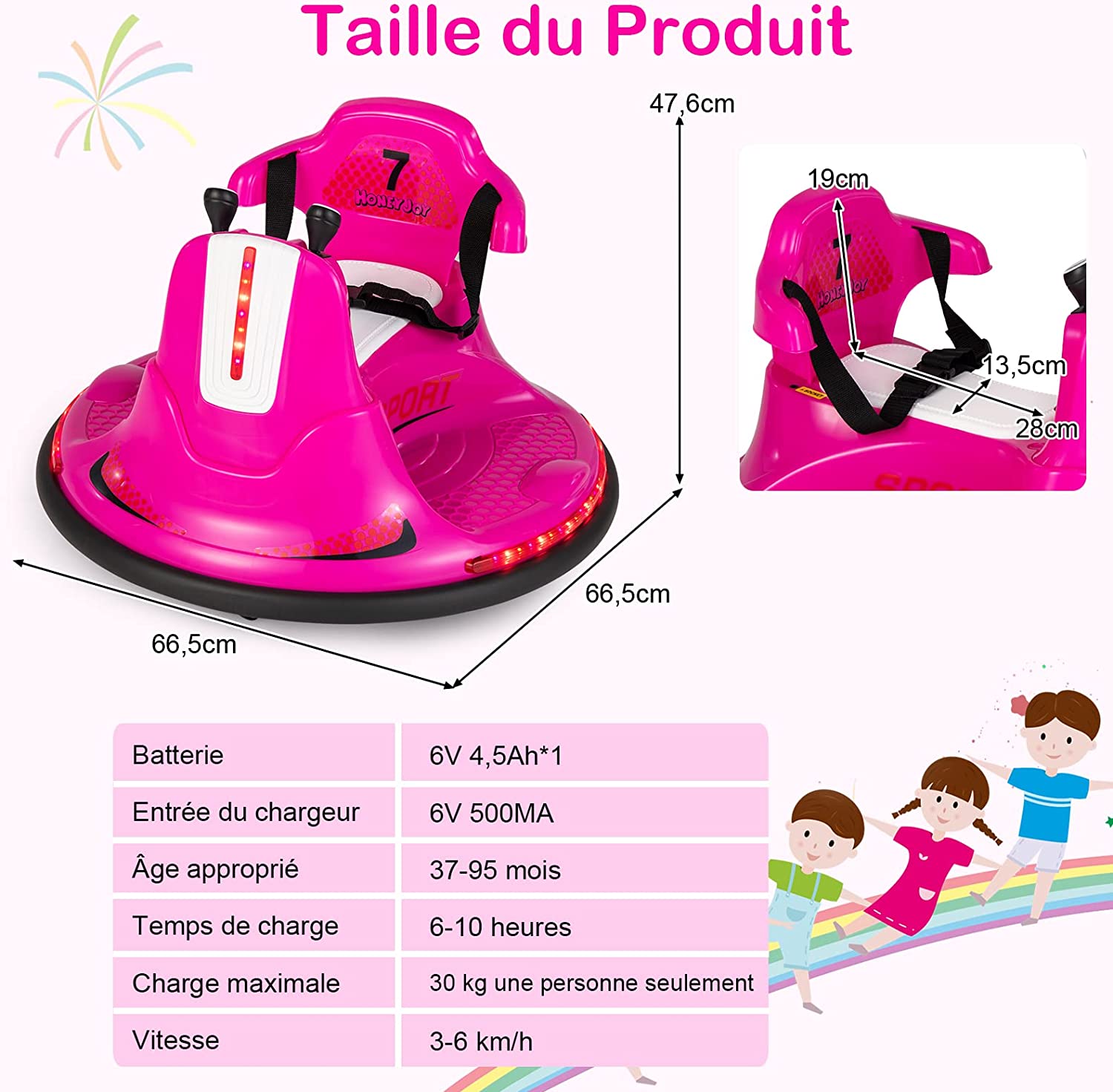 Auto-tamponneuse Electrique Enfants Avec Télécommande 2.4g ,voiture Tournante Bébé 360°