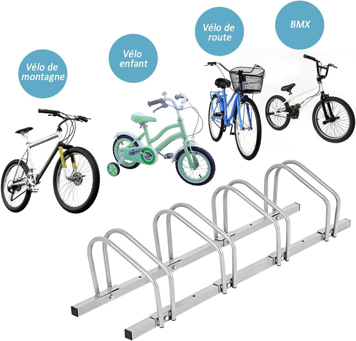 Costway Râtelier 4 Vélos Porte-vélos Support