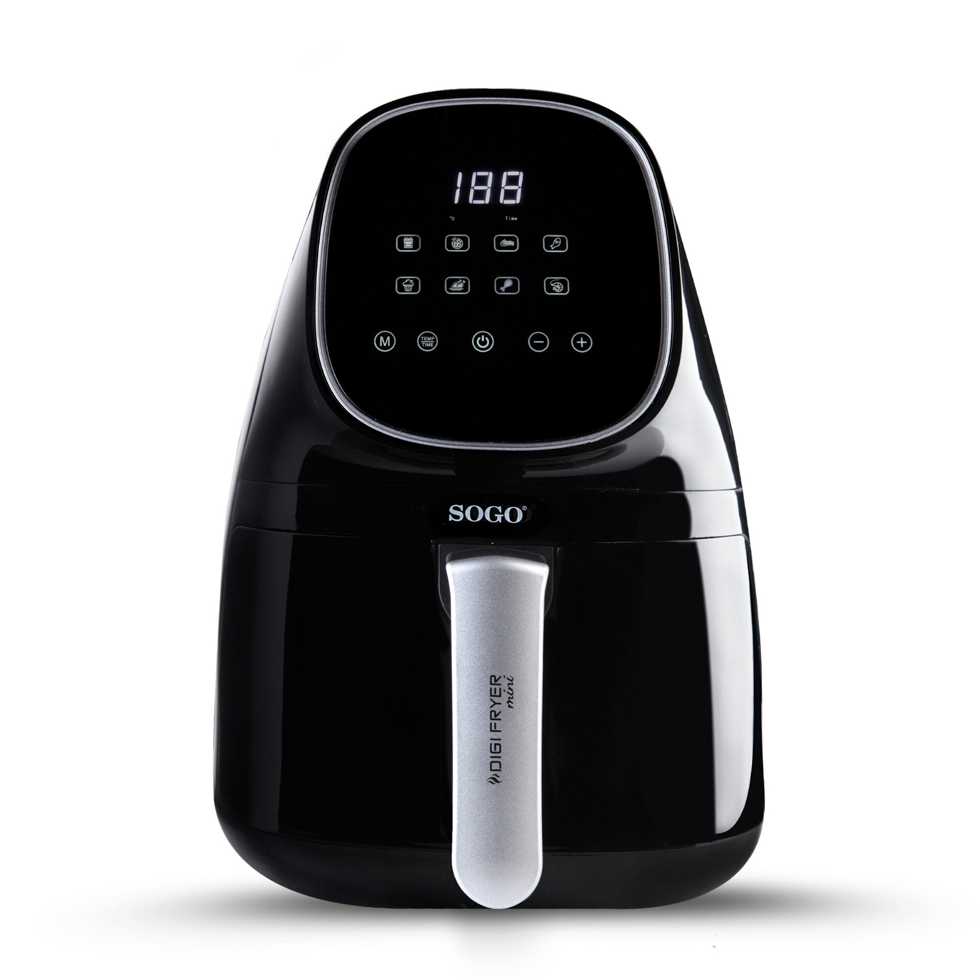 SOGO Friggitrice ad Aria 2L 1000W – Cottura Sana, 80% di Grassi in Meno, Display LED Touch, Timer 60 Min, Temperatura Regolabile 65200°C, Antiaderente