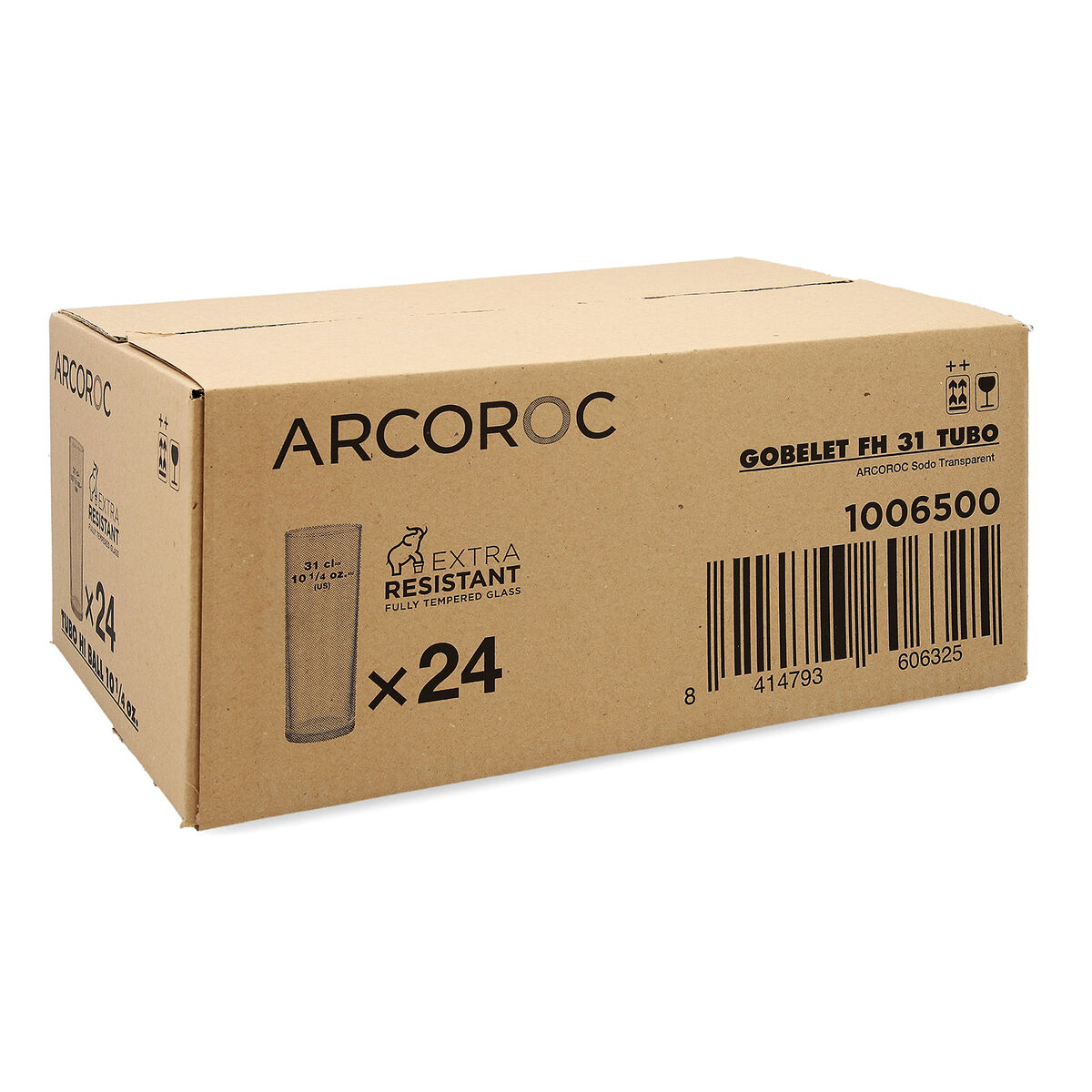 Set De Verres Arcoroc   Tube Transparent Verre 300 Ml (24 Unités)