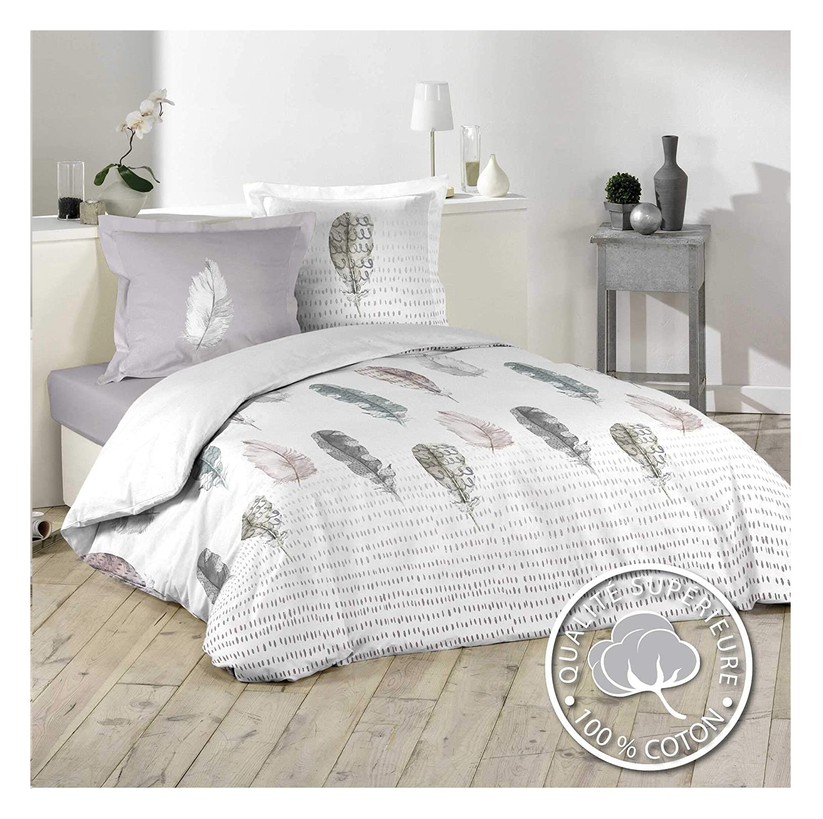Housse De Couette Ancienne à Plumetis – Blanc 120x120 – 100% Coton – Très Bon état