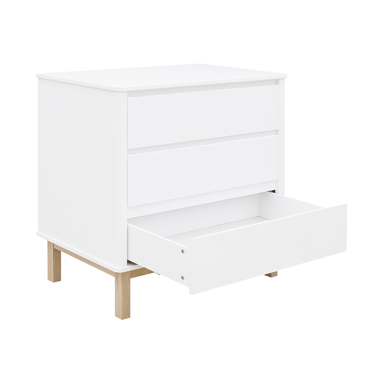 Lit Bébé 60x120 Et Commode 3 Tiroirs Mika - Blanc Et Bois