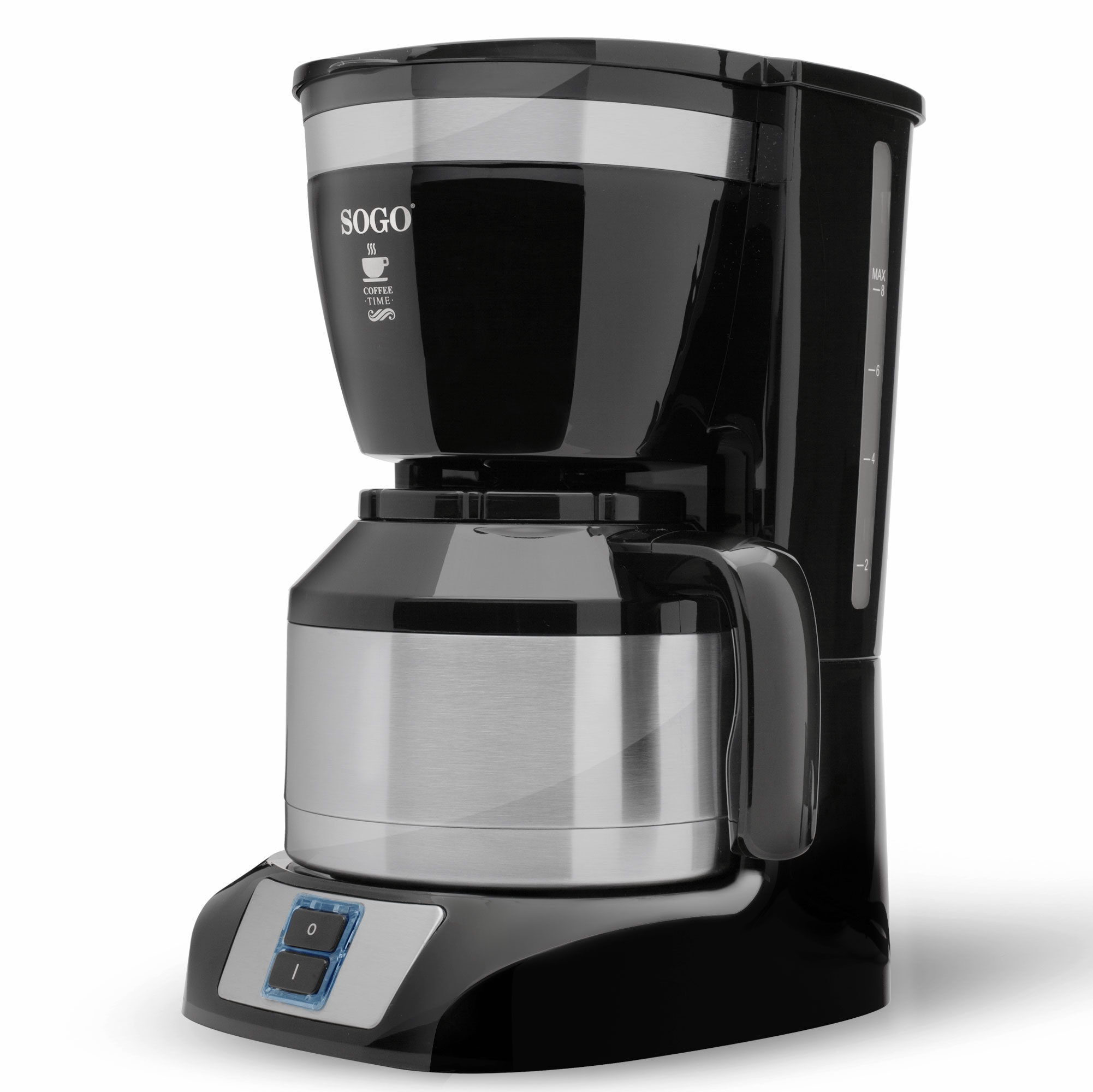 SOGO Macchina da Caffè Elettrica a Goccia 10 Tazze 1L con Caraffa in Acciaio Inossidabile e Filtro Permanente