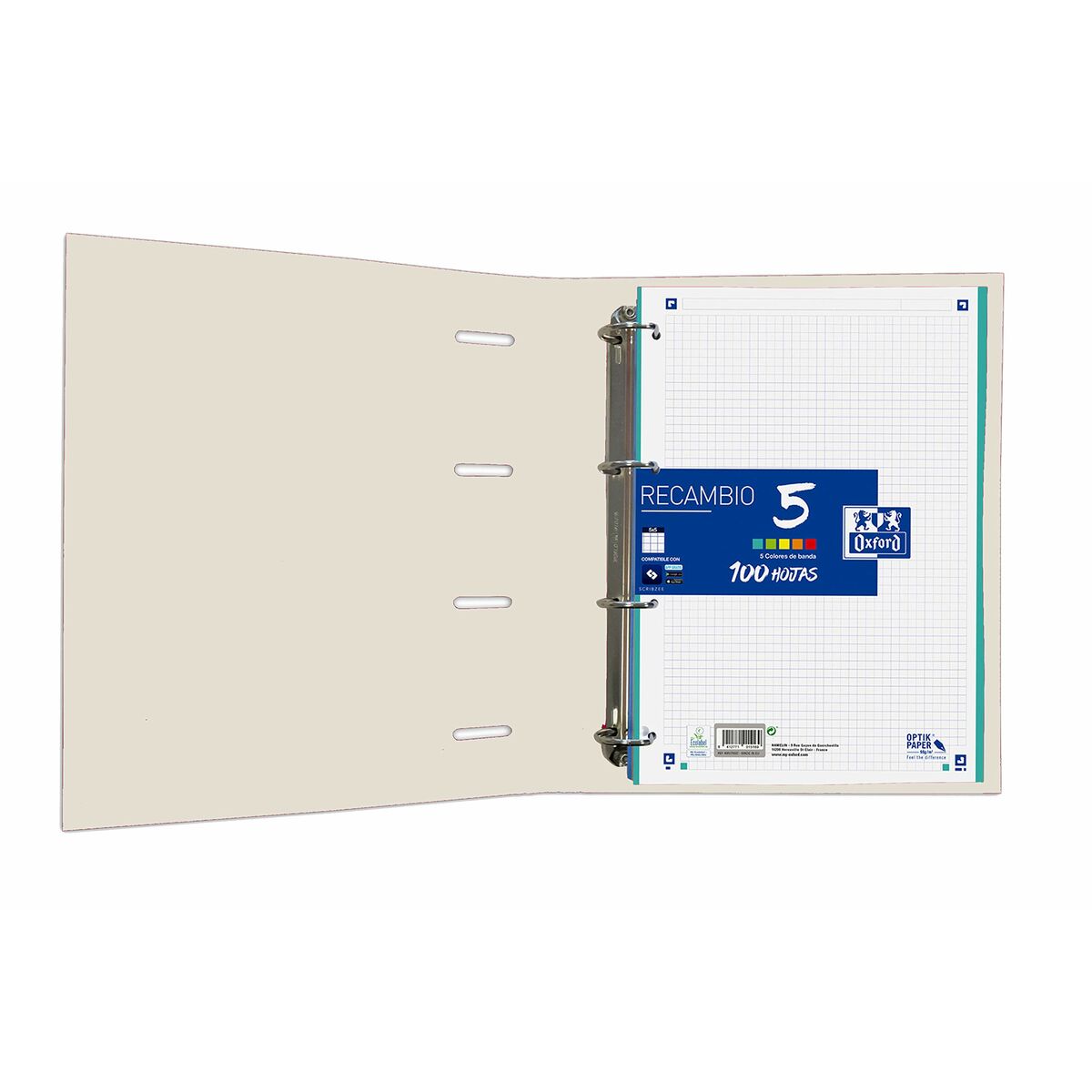 Reliure À Anneaux Oxford Classic Europeanbinder Blanc A4
