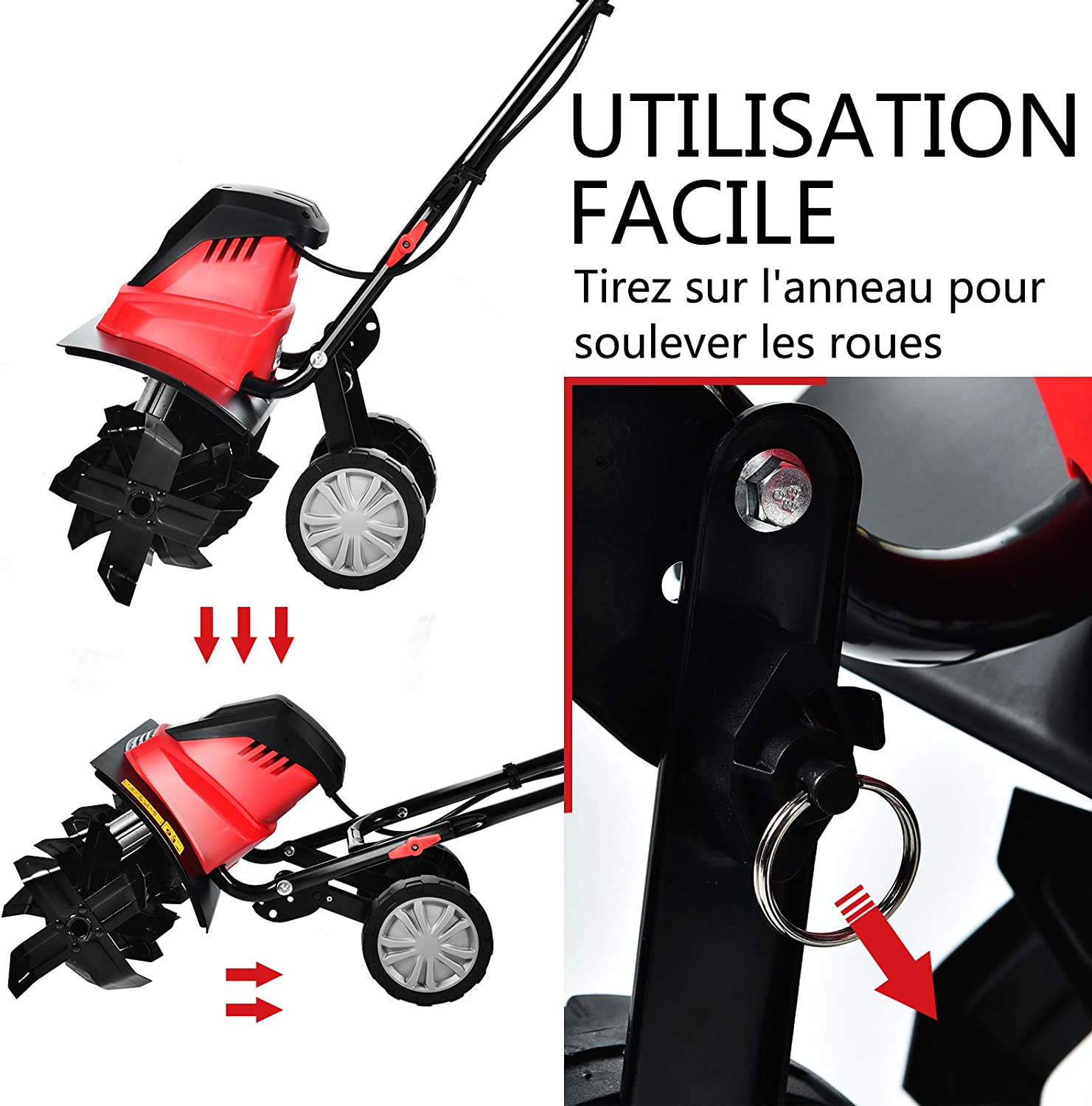 Costway Motobineuse Motoculteur Électrique 1500w Profondeur Travail 22cm Largeur 43cm