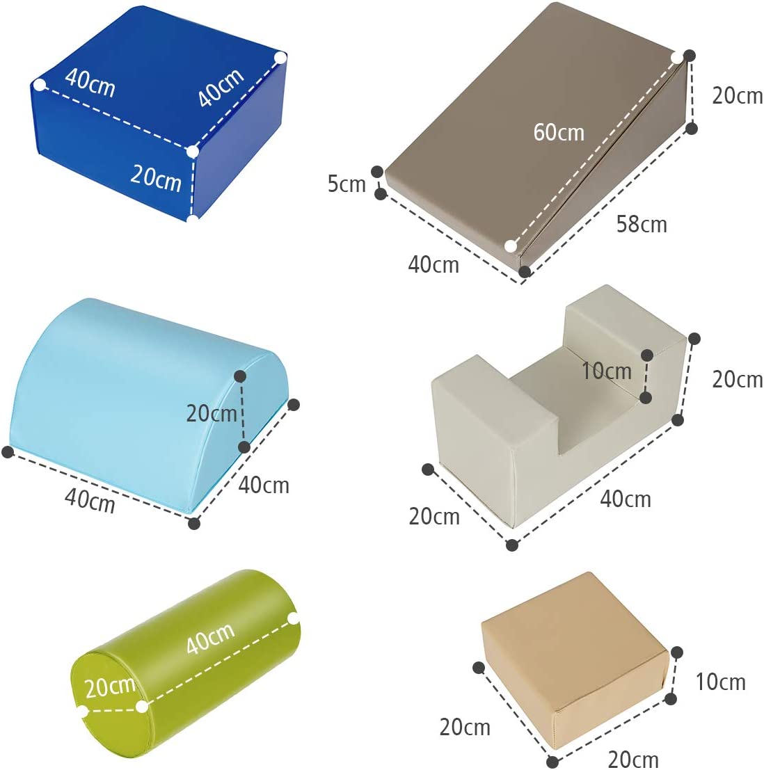Costway 6pcs Blocs De Construction En Mousse Fait En Pu+epe Colorée Jouets Educatifs Pour Dvelopper