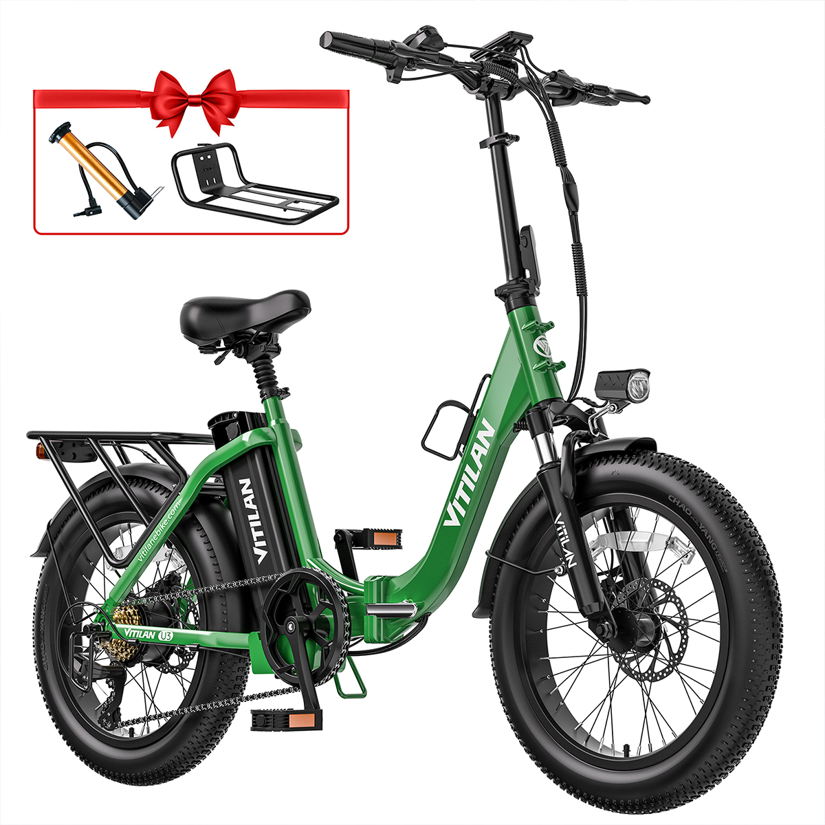 Vélo Électrique Pliant Vitilan U3 - 750 W 48 V 13 Ah - Décolleté V - Vert