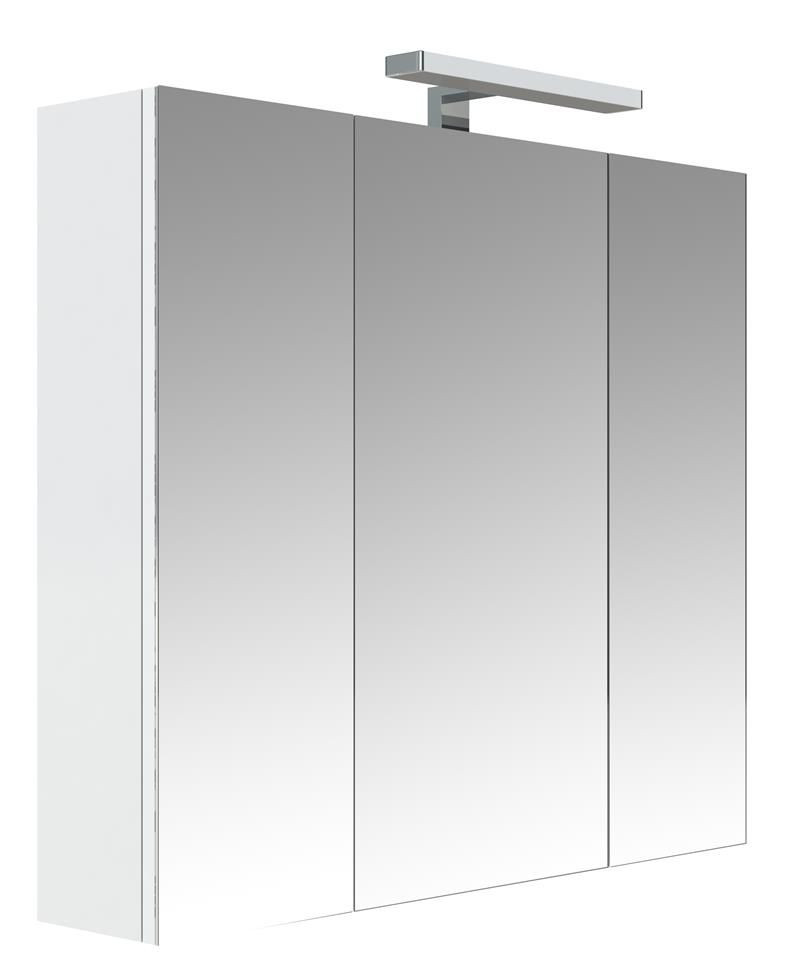 Armoire De Toilette Éclairante 80 Cm 3 Portes Miroirs Blanc Brillant Prise Ute Juno Allibert