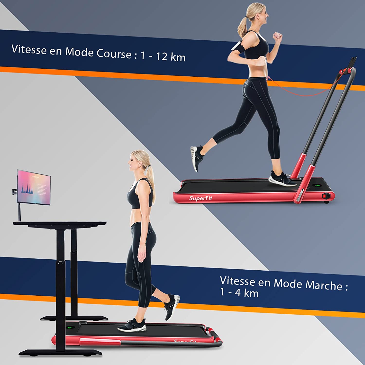 Tapis De Course Pliable 2 En 1/tapis Roulant Électrique Motorisé 1-12 Km/h Avec Application, Télécommande