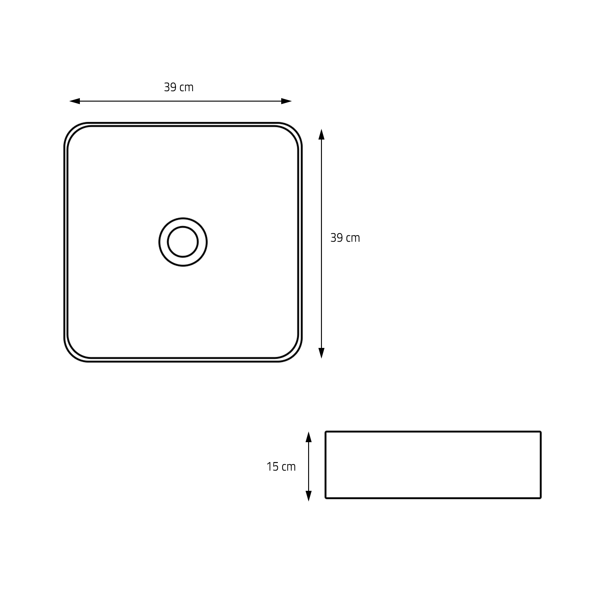 Vasque À Poser En Céramique Blanc Lavabo Avec Garniture De Vidage 390x390x150 Mm