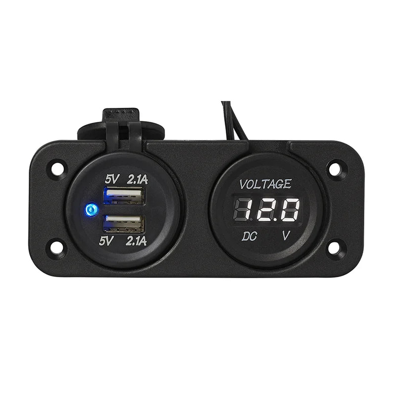 Kit De Montage Encastré: Voltmètre + Prise-usb Double 2x2100ma