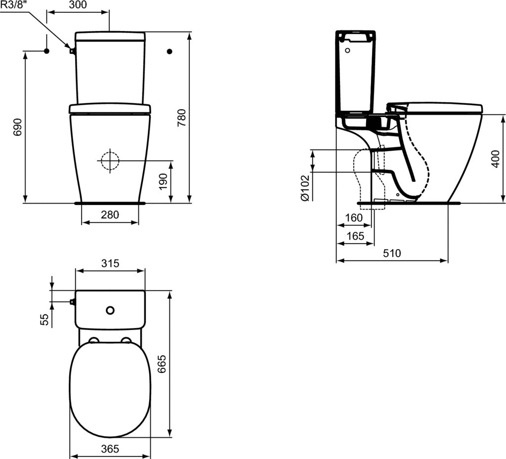 Ideal Standard - Cuvette Connect Sortie Horizontale Aquablade Blanc - E042901 Ideal Standard
