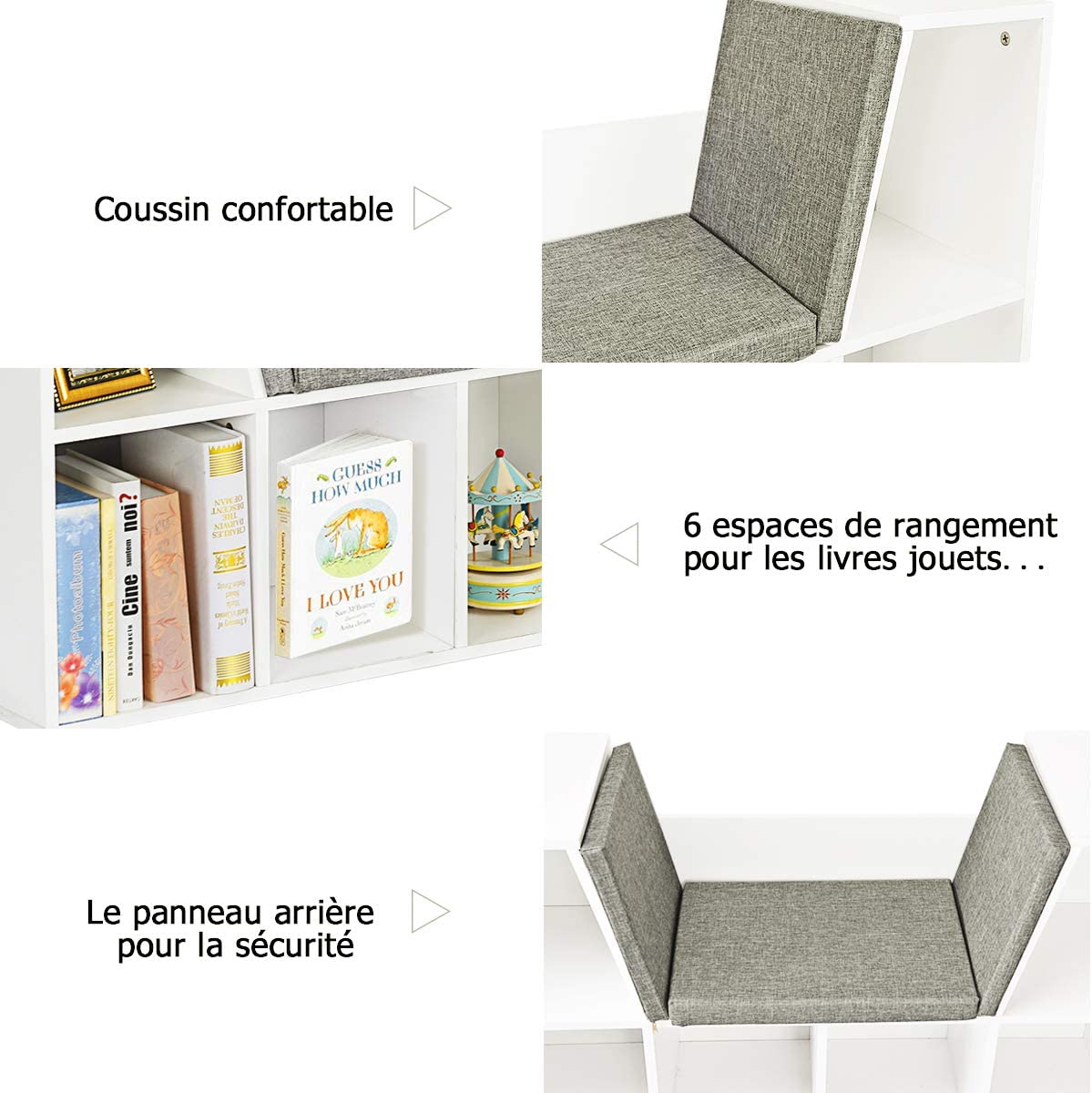 Costway Bibliothèque,meuble De Rangement En Bois Avec 6 Compartiments